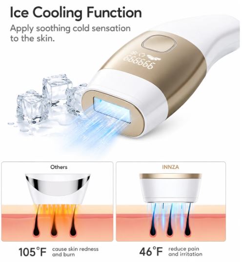 IPL Laser Hair Removal Device with Ice Cooling Technology | 999,999 Flashes | Permanent Hair Reduction | Painless Home Use Hair Remover for Women & Men