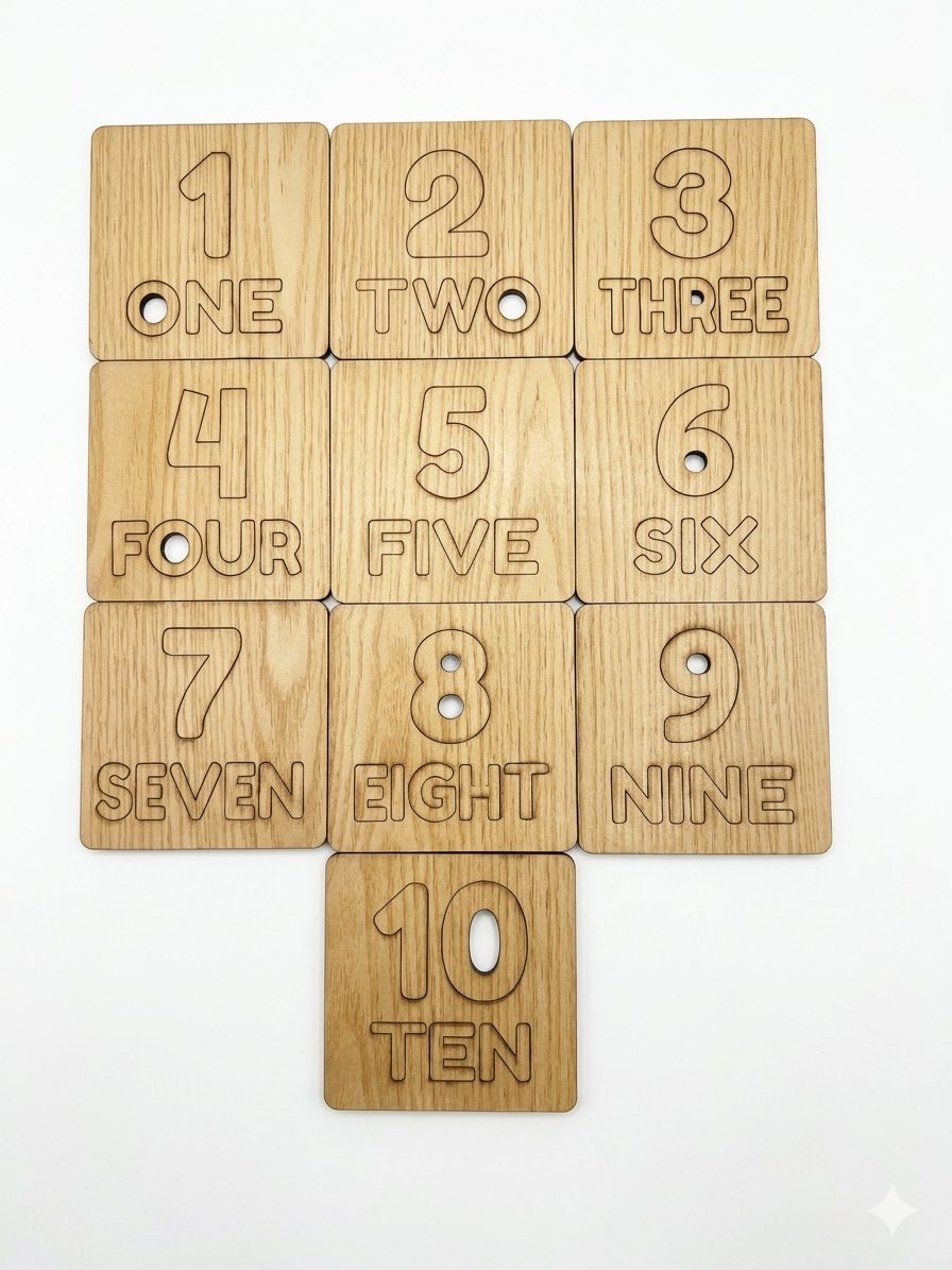 Nesticom Wooden Number Tracing Stencils (1-10)