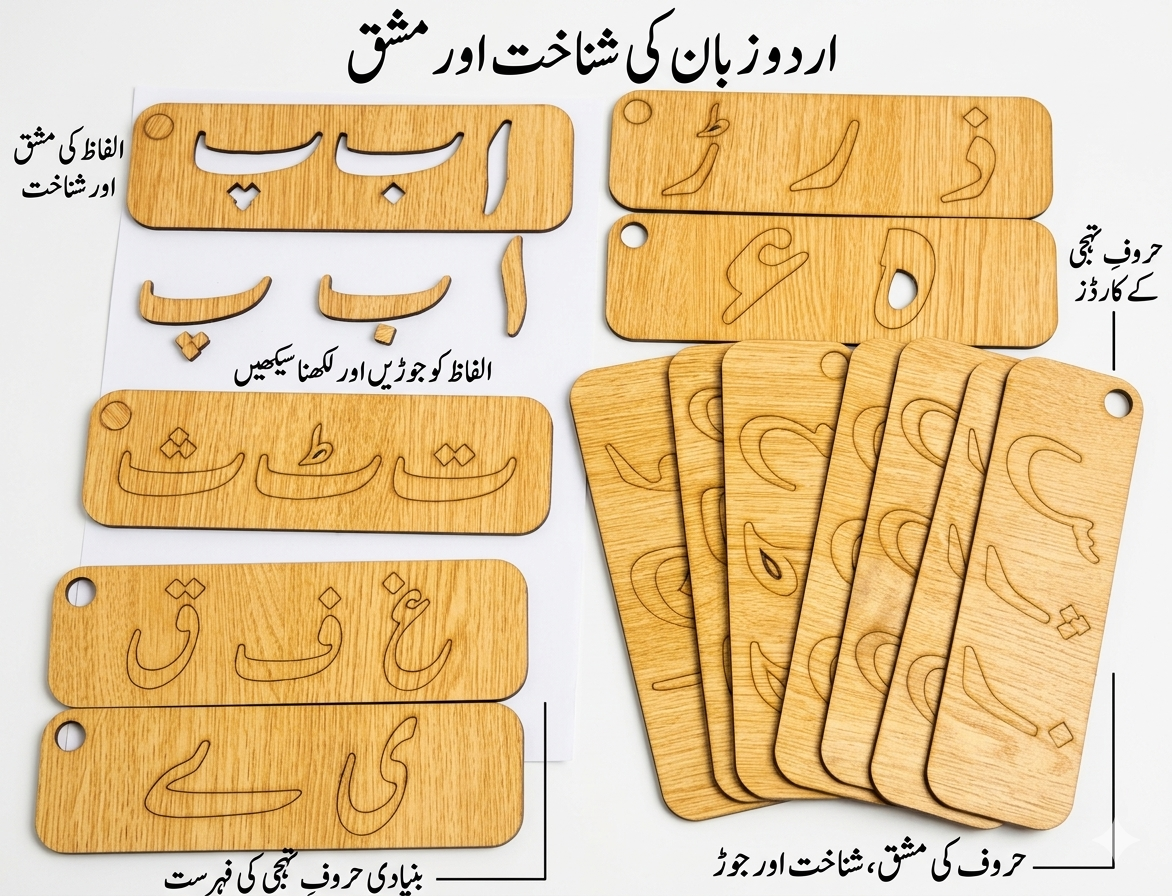 Nesticom 5-in-1 Kids Learning Kit – Premium Wooden Tracing Boards for Toddlers & Preschoolers