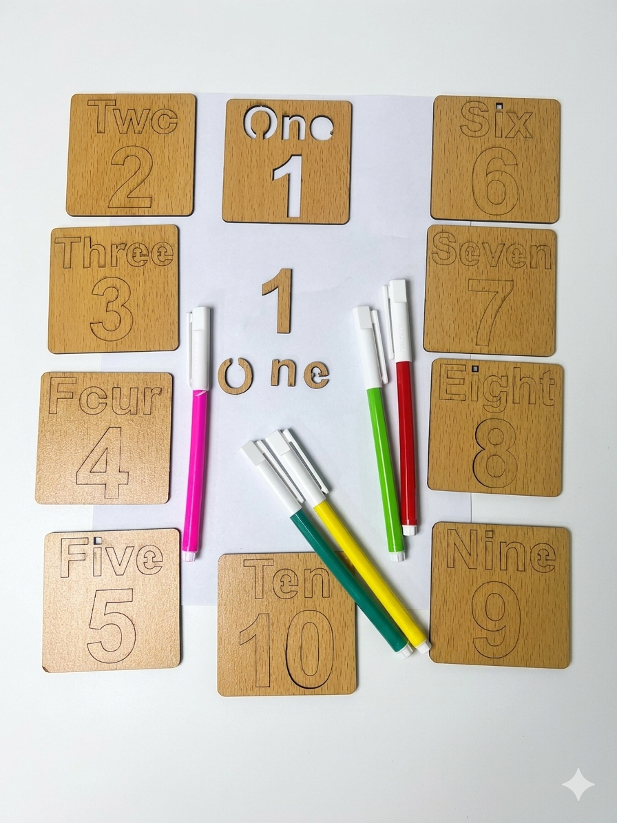 Nesticom 5-in-1 Kids Learning Kit – Premium Wooden Tracing Boards for Toddlers & Preschoolers
