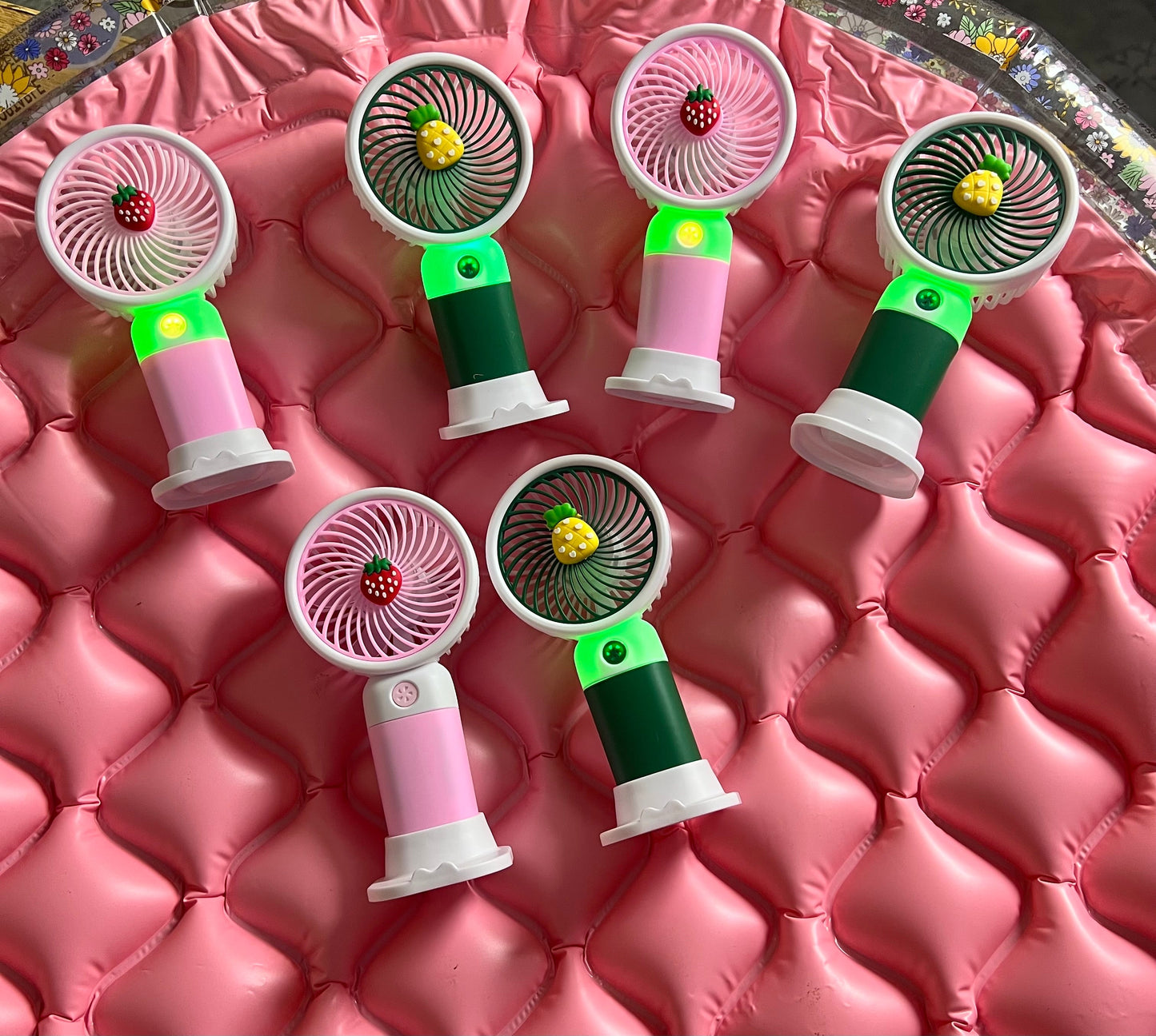 Nesticom Portable Rechargeable Mini Fan Fruit with LED Glow – Ultra-Quiet 3-Speed Handheld Fan for Travel, Office & Outdoor