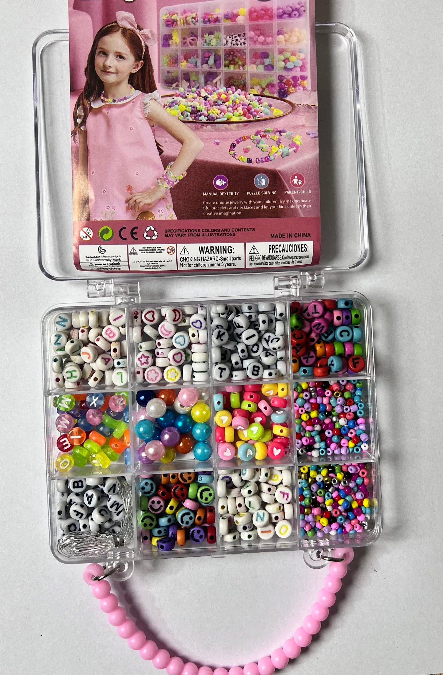 DIY Colorful Beads Jewelry Making Kit for Girls | Letter Beads + Smiley Beads + Pearl Beads | Bracelet & Necklace Making Set | Creative Activity Kit for Kids | Best Gift for Girls Age 3+