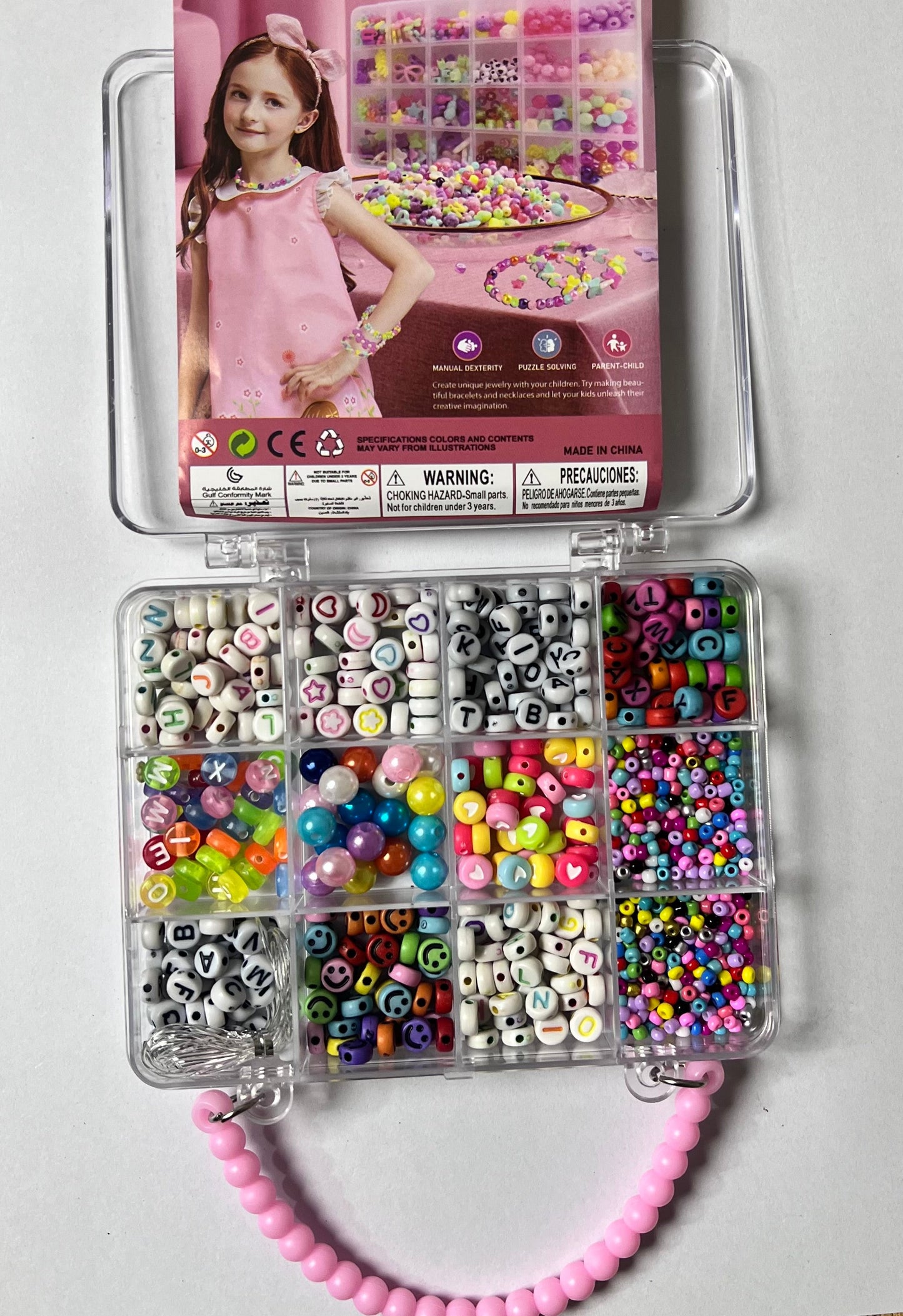 DIY Colorful Beads Jewelry Making Kit for Girls | Letter Beads + Smiley Beads + Pearl Beads | Bracelet & Necklace Making Set | Creative Activity Kit for Kids | Best Gift for Girls Age 3+
