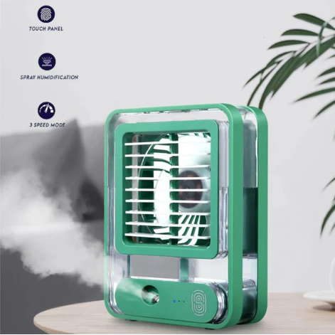 USB Rechargeable Mist Fan – Touch Control Air Cooler & Humidifier