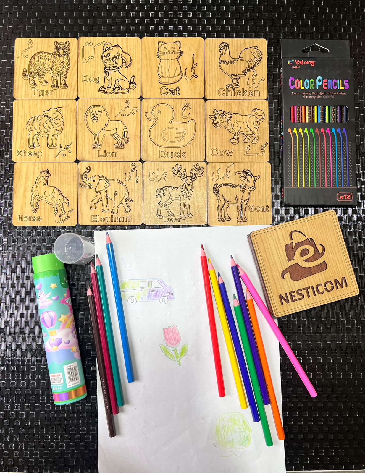 Nesticom 4-in-1 Kids Learning Bundle – Alphabets, Animals, Fruits & Vegetables Puzzle Set