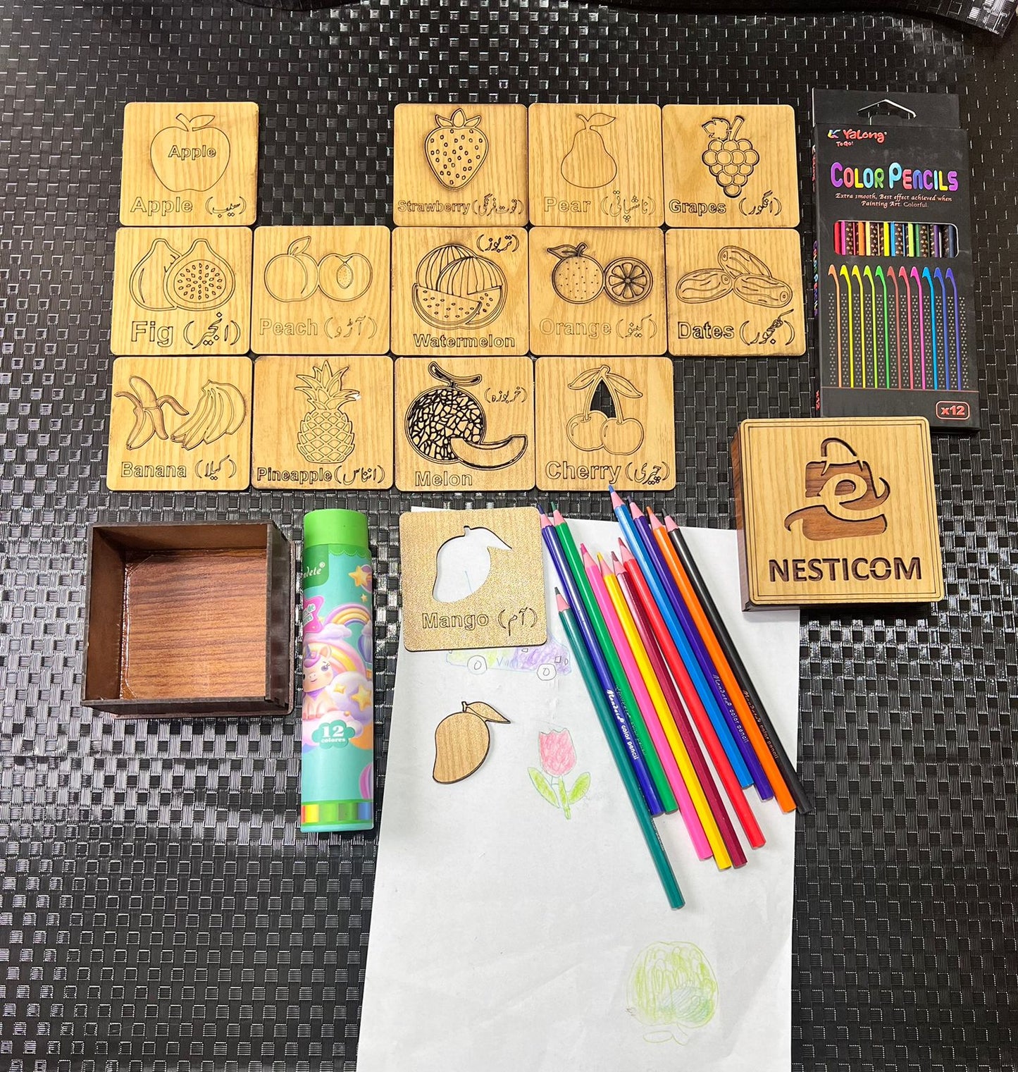 Nesticom 4-in-1 Kids Learning Bundle – Alphabets, Animals, Fruits & Vegetables Puzzle Set