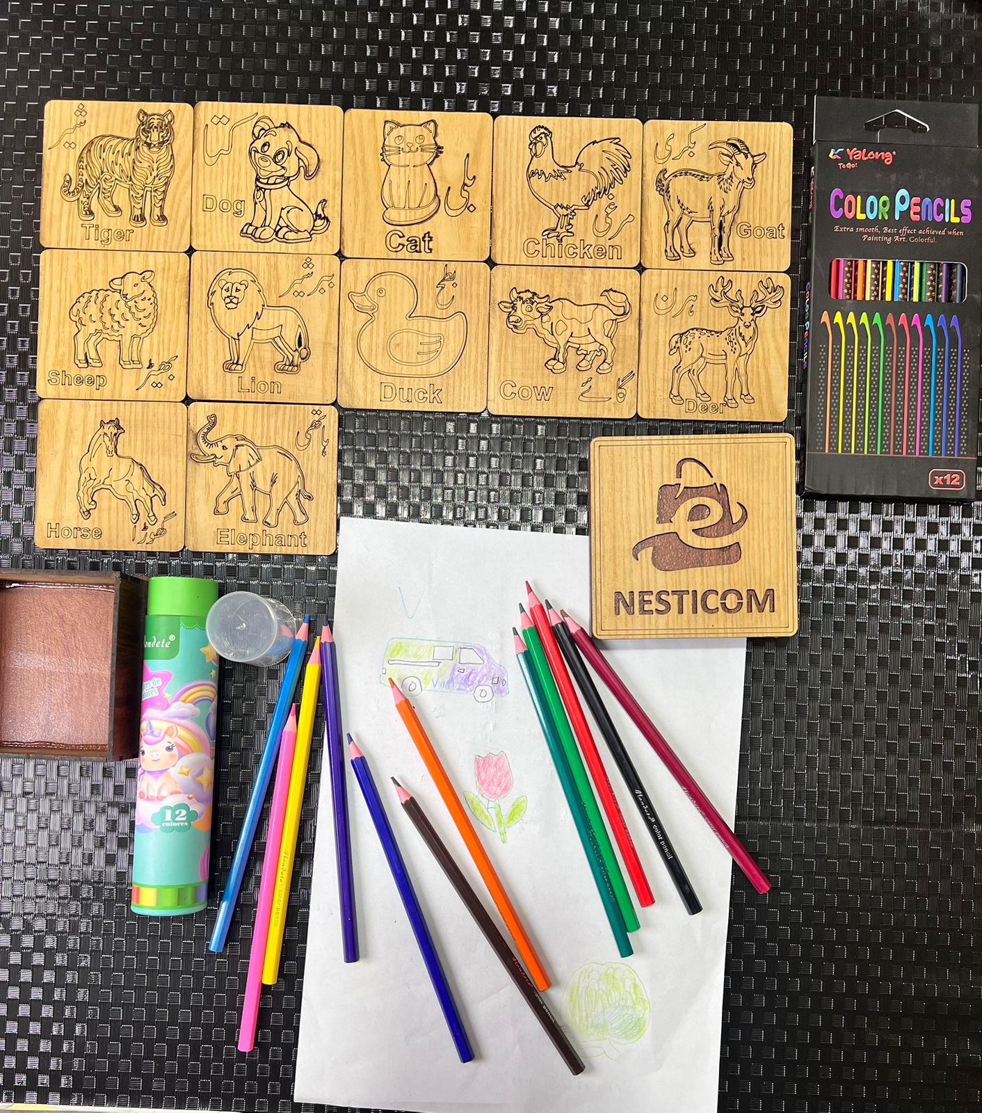 Nesticom A–Z Alphabet Set + FREE Animal Set + Free Color Pencils
