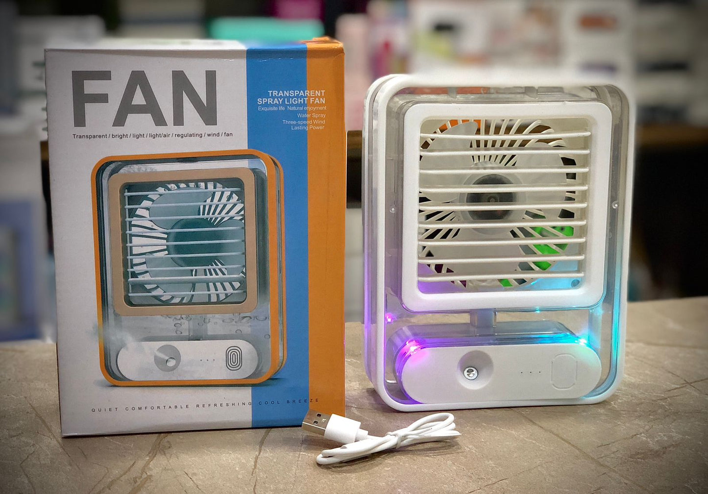 USB Rechargeable Mist Fan – Touch Control Air Cooler & Humidifier