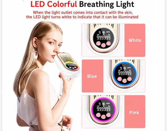 Professional Sapphire Ice Cooling IPL Laser Hair Removal Device | 1,000,000 Flashes | High Energy Painless Permanent Hair Reduction | Skin Sensor | Auto & Manual Mode | Women & Men