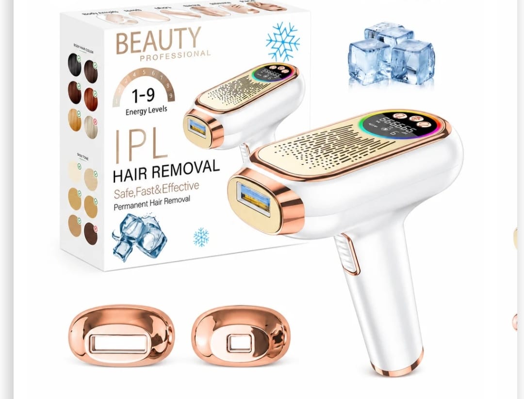 Professional Sapphire Ice Cooling IPL Laser Hair Removal Device | 1,000,000 Flashes | High Energy Painless Permanent Hair Reduction | Skin Sensor | Auto & Manual Mode | Women & Men