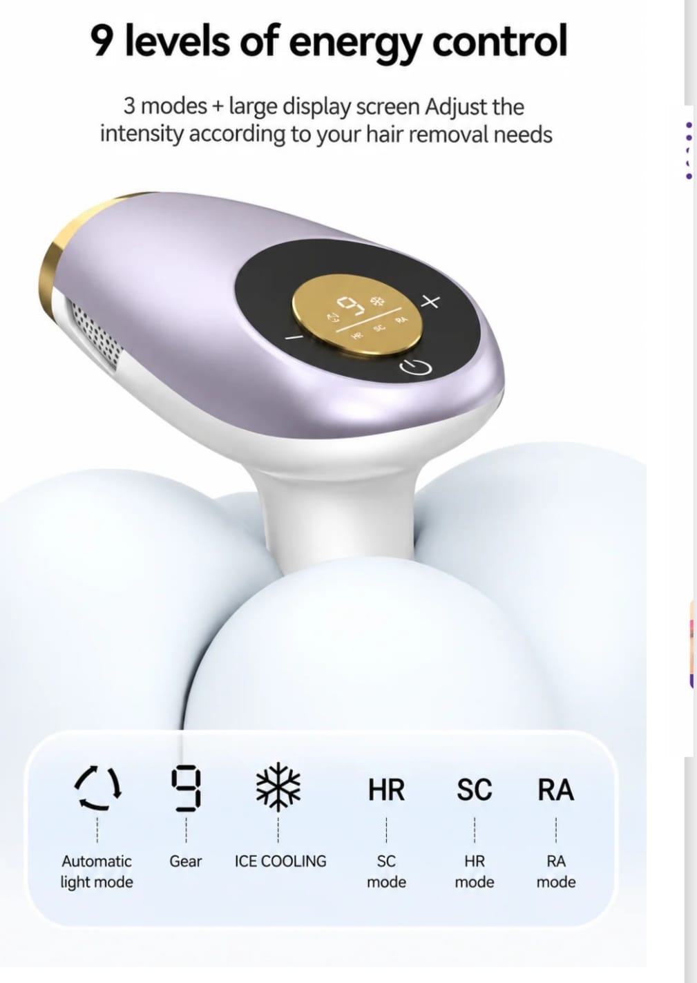Professional 3-in-1 Sapphire Ice Cooling IPL Laser Hair Removal Device | 1,000,000 Flashes | 9 Energy Levels | Hair Removal, Skin Rejuvenation & Acne Care | Women & Men