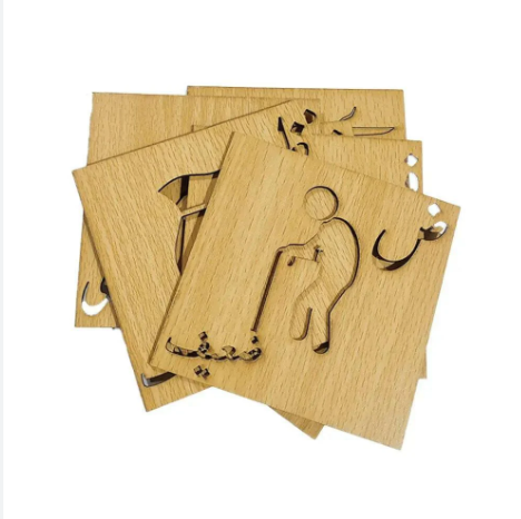 Urdu Alphabets Wooden Stencil & Tracing Kit – 36-Piece Educational Learning Set for Kids